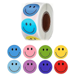 Smiley Face Stickers - Roll of 500's